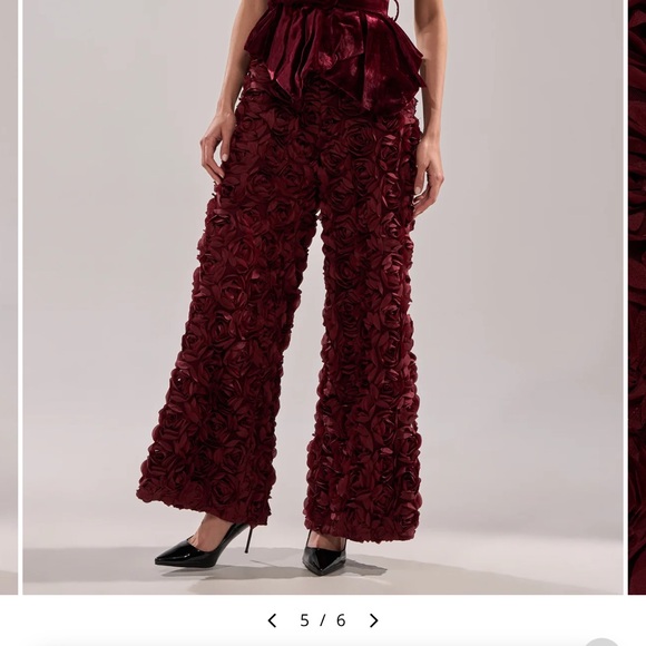 Rose Petals Wide-leg Trouser - Burgundy - Picture 5 of 6